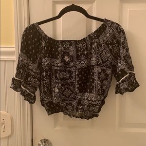 off the shoulder patterned crop top